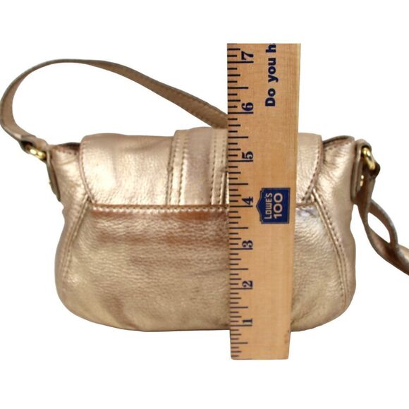 MICHAEL KORS ANTIQUE GOLD GENUINE LEATHER FLAP X-BODY SHOULDER BAG HANDBAG PURSE - Picture 10 of 14